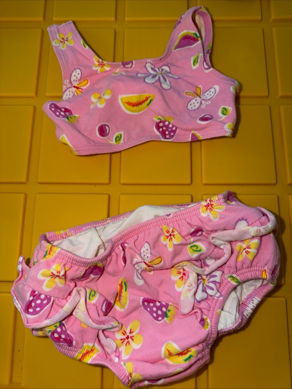Carter’s Kids Girls' Pink Floral & Fruit Swim Bikini Set Diaper Cover Up